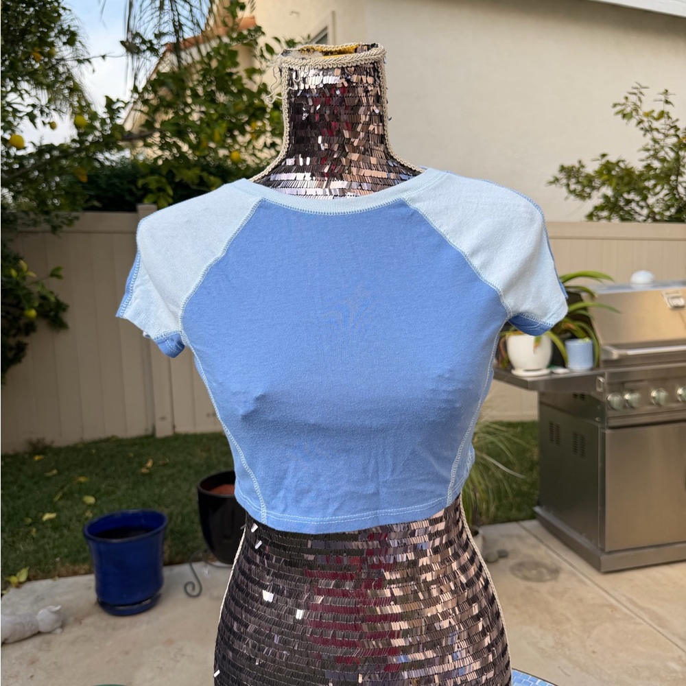 BDG Light Blue and Blue Crop Top